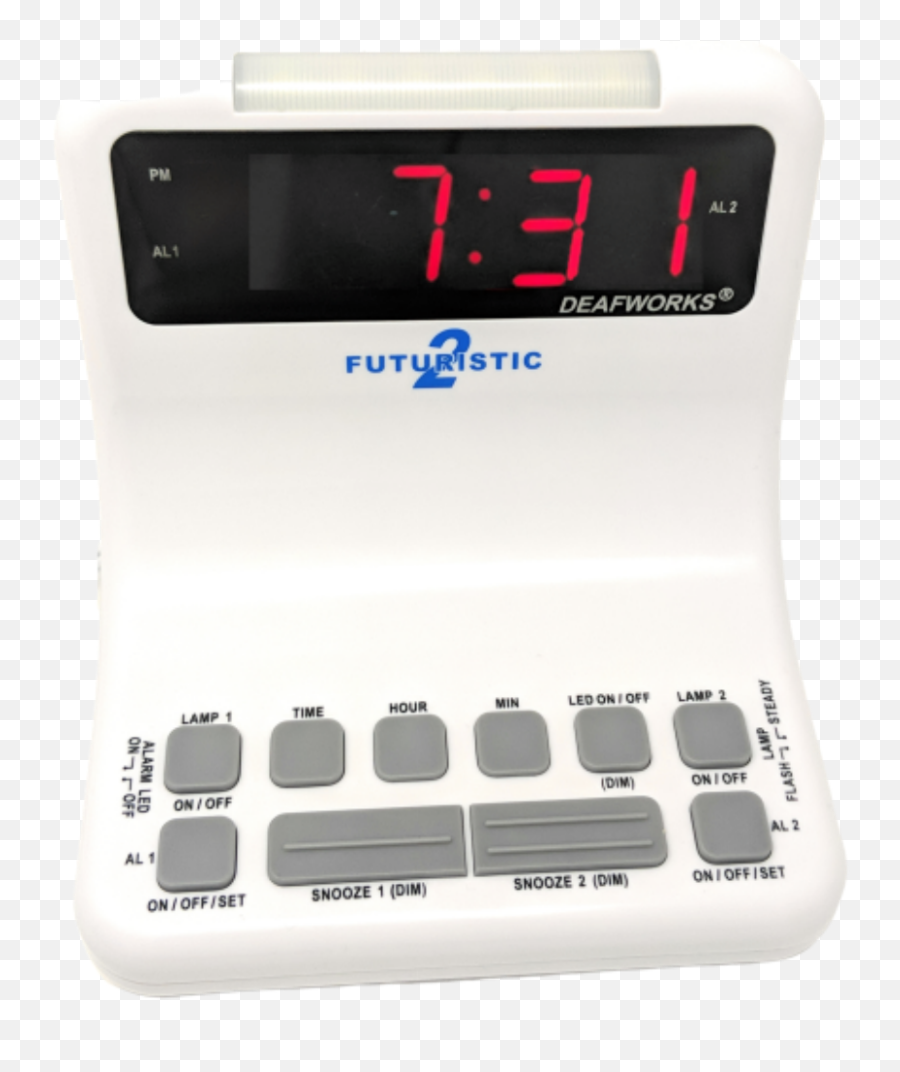 Deafworks Futuristic 2 Dual Alarm Clock With Flashing Or Steady Light Mode And Usb Charging Ports - White Led Display Png,Digital Clock Png