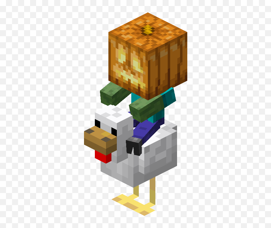 Chicken Jockey With Jack Ou0027lanternpng - Minecraft Wiki Minecraft Baby Zombie Riding Chicken,Jack O Lantern Png