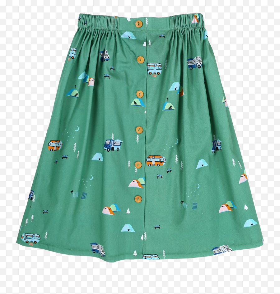Download Sea Apple Campsite Green Button Down Midi Skirt - Midi Skirt Png,Green Button Png