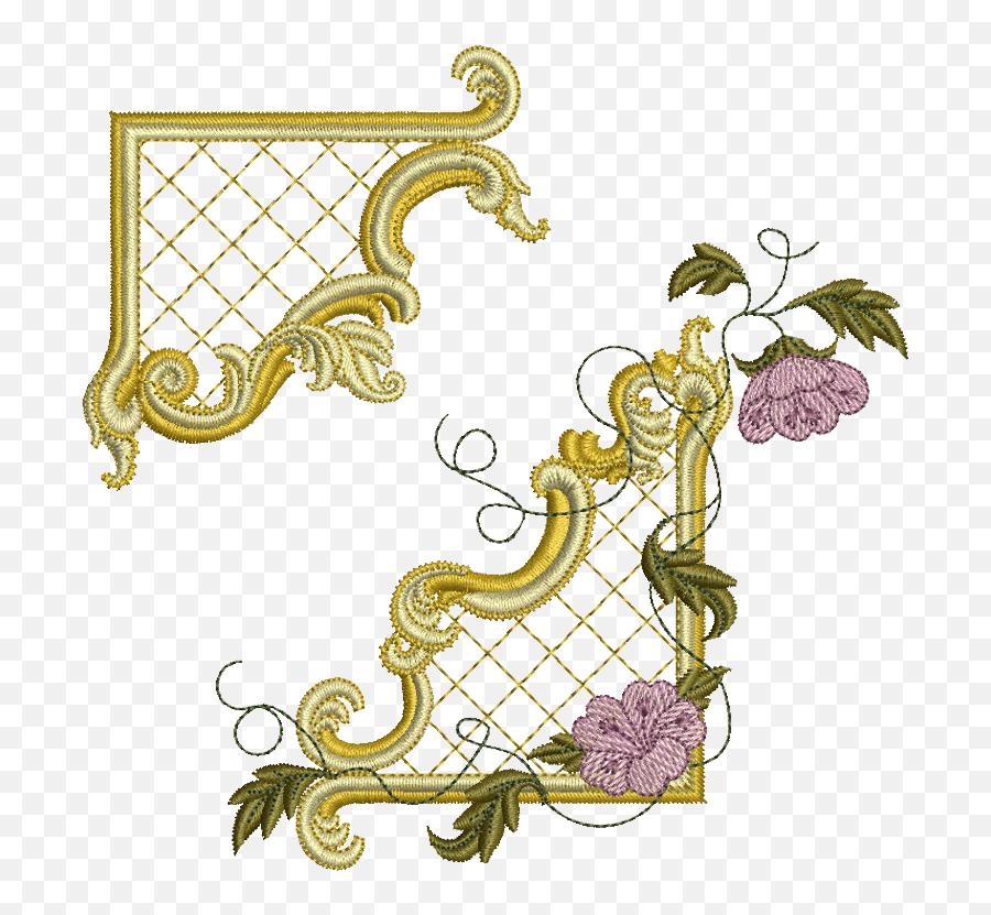 Poker Embroidery Designs - Gold Frames Corners Png Embroidery Design Png,Corners Png