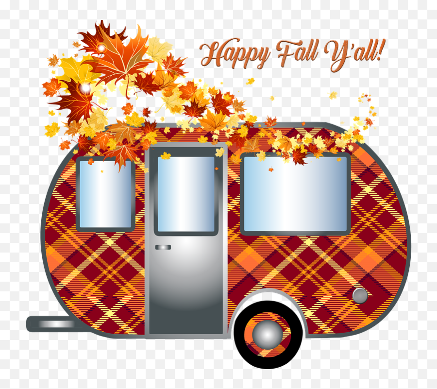 Autumn Camper Trailer Travel Fall Leaves - Fall Leaves Hd Png,Autumn Leaves Border Png