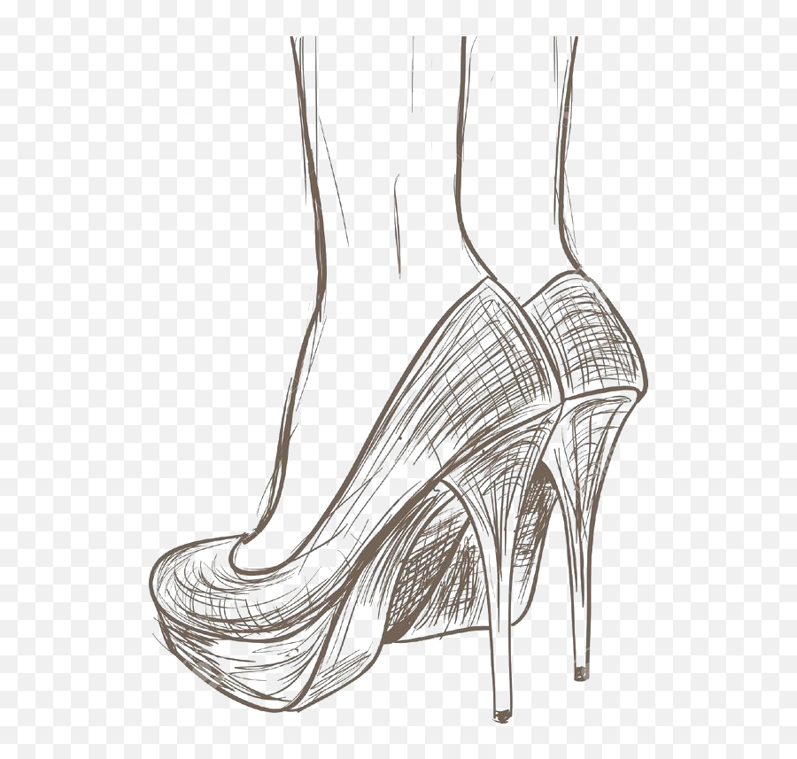 Download Shoe Drawing High - Draw High Heel Shoes Full High Heel Shoe Drawings Png,High Heel Png
