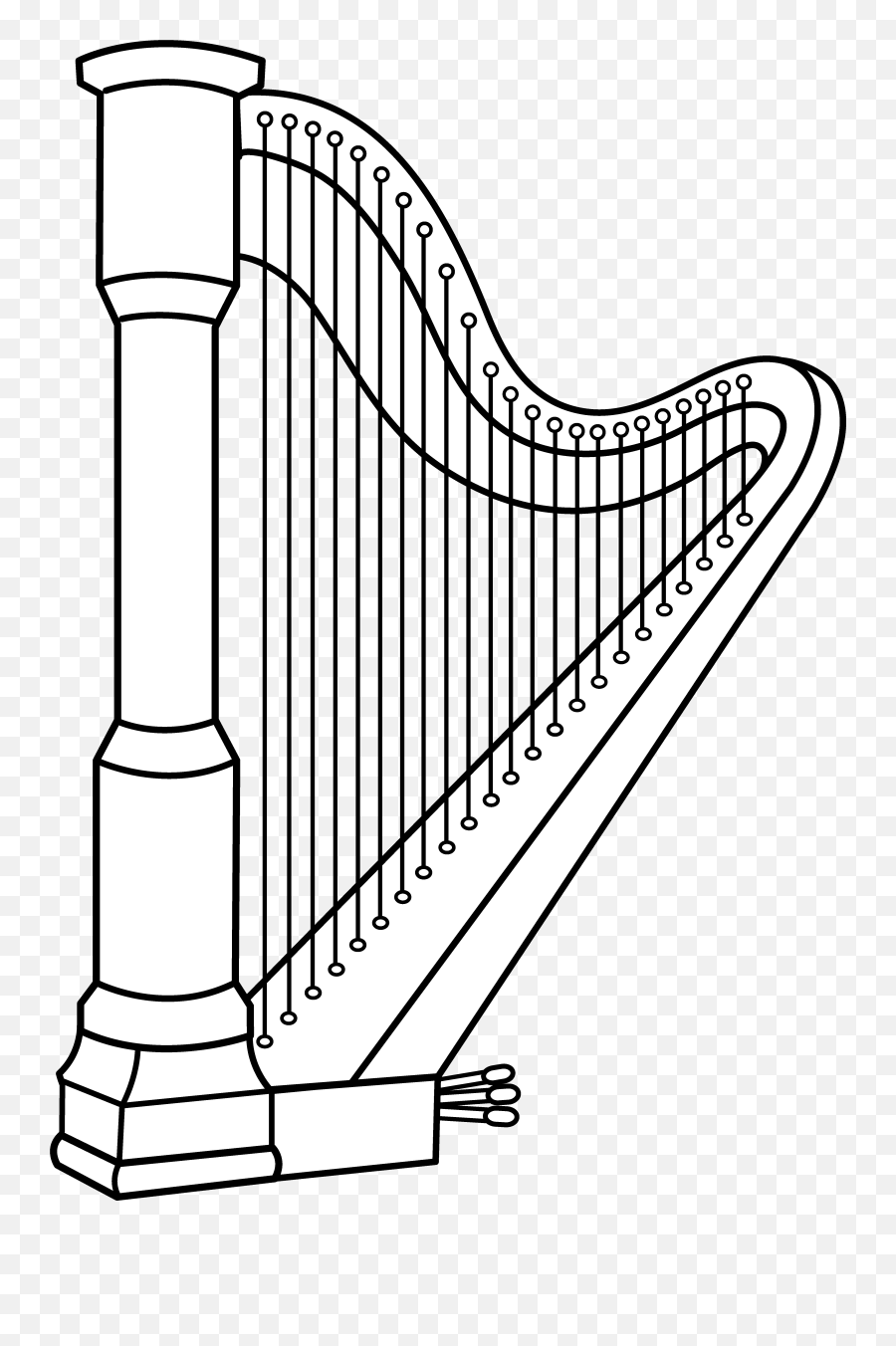 Download Hd Musical Harp Line Art - Harp Clip Art Clipart Harp Png,Harp Png
