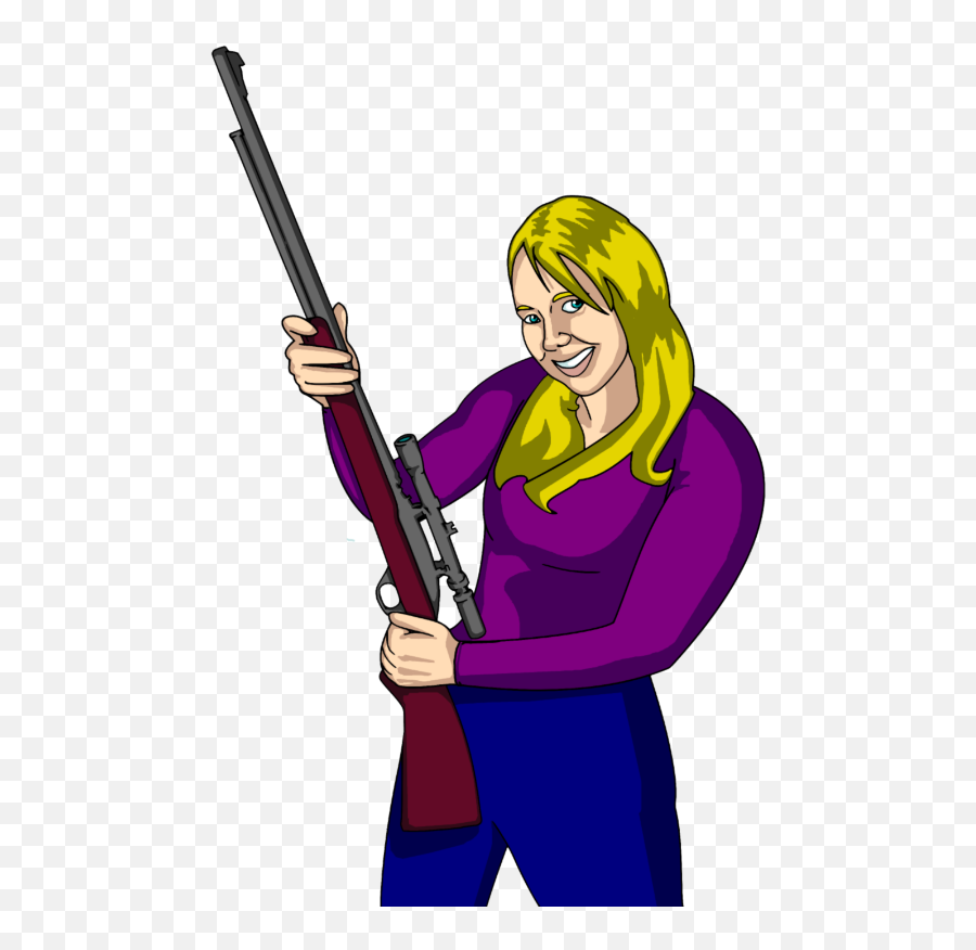 Girl Hunting Clipart Kid 2 - Lady With A Rifle Cartoon Png,Hunting Png