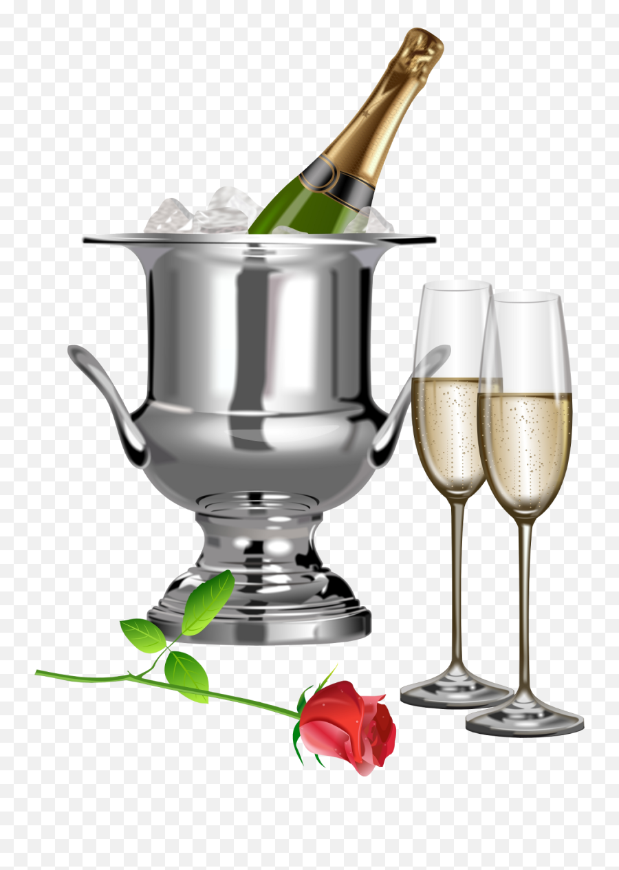 Champagne Flutes And Rose - Champagne Glasses And Bottles Png,Wine Bottle Transparent Background