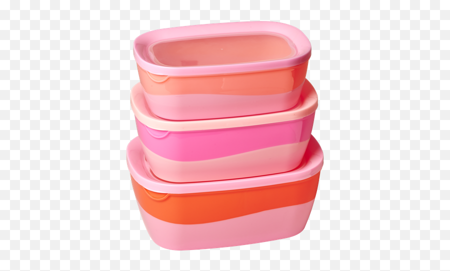 Rice Dk Rectangular Two Tone Food Box Pink Orange Set Of 3 - Plastic Lunch Box Png,Transparent Rectangle