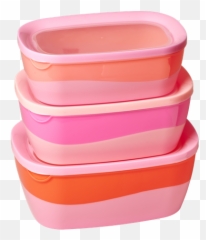 Rice Dk Rectangular Two Tone Food Box Pink Orange Set Of 3 - Plastic Lunch Png