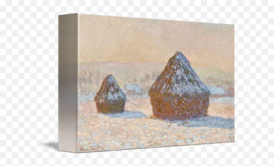 Wheatstacks Snow Effect Morning By Monet Vintage Posters - Famous Paintings In Getty Museum Png,Snow Effect Png