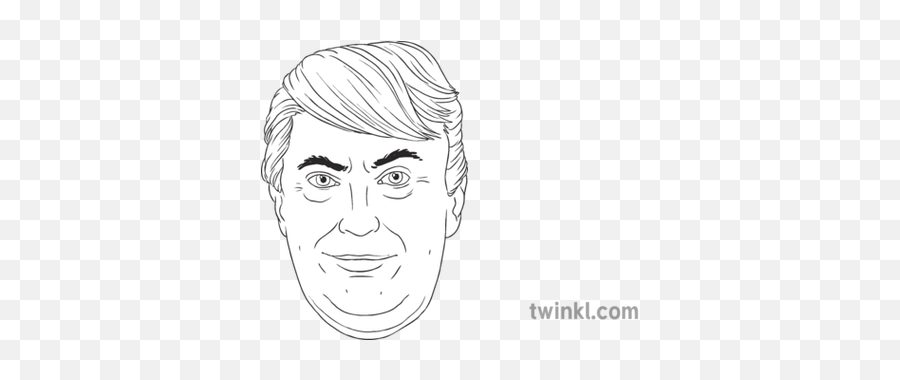 Donald Trump Roleplay Mask Black And White Illustration - Twinkl Sketch Png,Trump Face Png