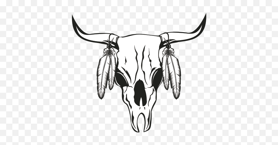 Printed Vinyl Cow Skull Stickers Factory - Cow Skull Design Png,Cow Skull Png