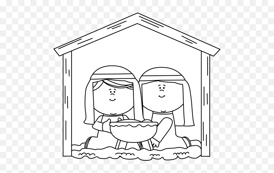 Download Hd Baby Jesus Clipart Black White Transparent Png - Nativity Clipart Black And White,Baby Jesus Png