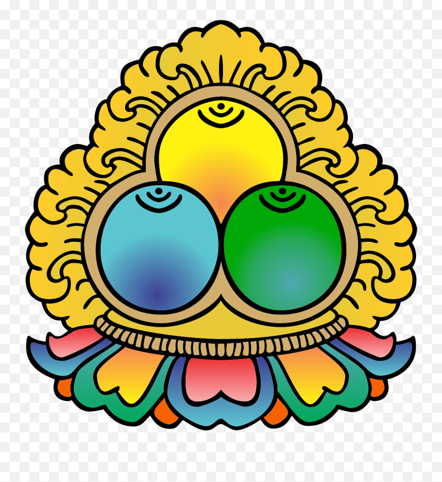 Filethree Jewels Symbol Coloursvg - Wikimedia Commons Three Jewels Buddhism Png,Buddhist Icon