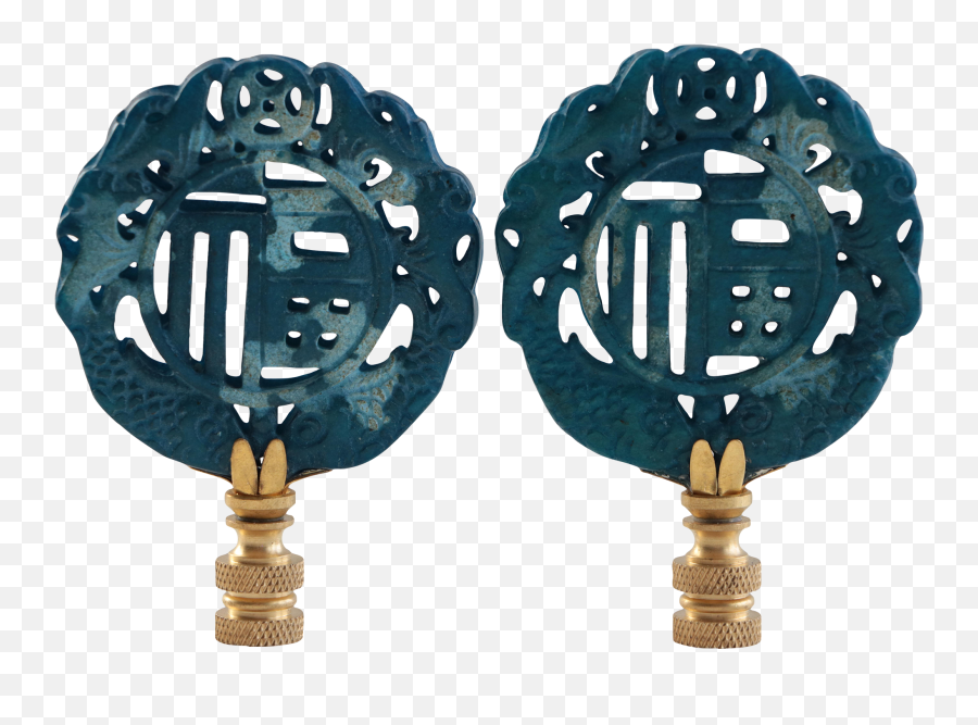 Chinese Good Luck Symbol Lamp Finials - A Pair Decorative Png,Luck Icon