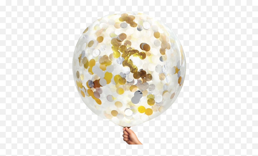 Gold And White Confetti Jumbo Balloon Just Party Supplies Nz - Ballong Med Konfetti Png,Gold Confetti Png