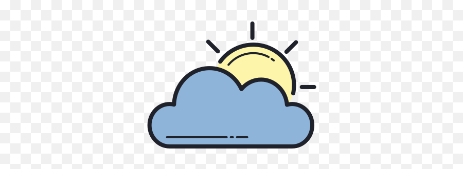Partly Cloudy Day Icon In Color Hand Drawn Style Png Mostly