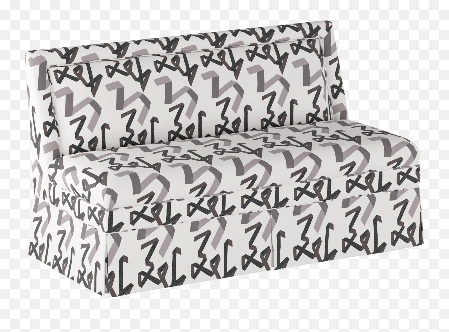 Skirted Settee In Black Ribbon By Angela Chrusciaki Blehm For Chairish - Studio Couch Png,Black Ribbon Png