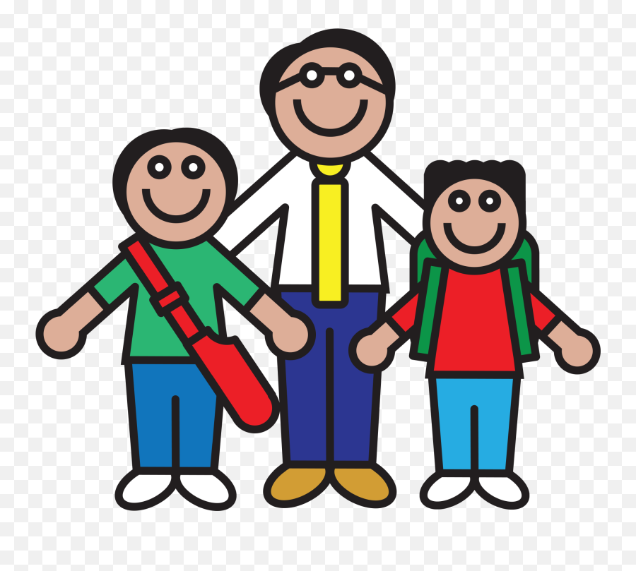 Son Clipart - Male Teacher Clip Art Png Download Full Father And 2 Sons Cartoon,Father And Son Png