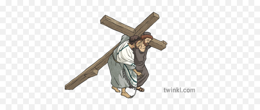 Jesus Carrying Cross 1 Illustration - Carry Cross With Jesus Png,Jesus On Cross Png