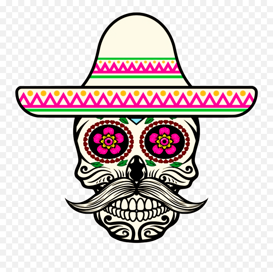 Sugar Skull With Sombrero Clipart Free Download Transparent - Mexican Sugar Skull Png,Sombrero Clipart Png