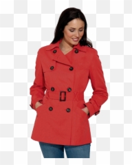 Womens Plus Red Trench Jacket Db402 - Overcoat Png,Trench Coat Png