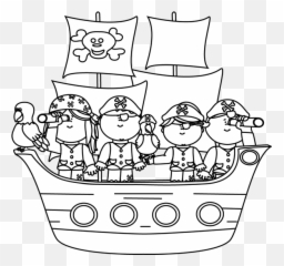 Download Black Clipart Pirate Ship - And White Pirates png