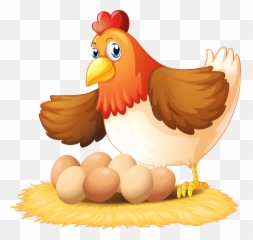 Hen Vector Poultry Transparent Png - Chicken With Eggs Clipart