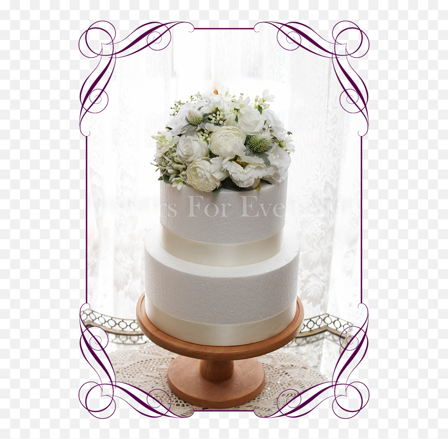 White Peony Rose U0026 Babyu0027s Breath 8 Inch Floral Dome Cake Topper - Australian Native Flower Crown Png,Baby's Breath Png