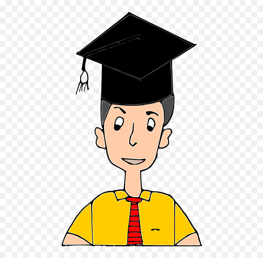 Male Graduate In A Yellow Shirt Wearing Black Mortarboard - Mortarboard Png,Mortarboard Png