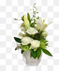 White Lily Arrangement - Garden Roses Png,White Lily Png