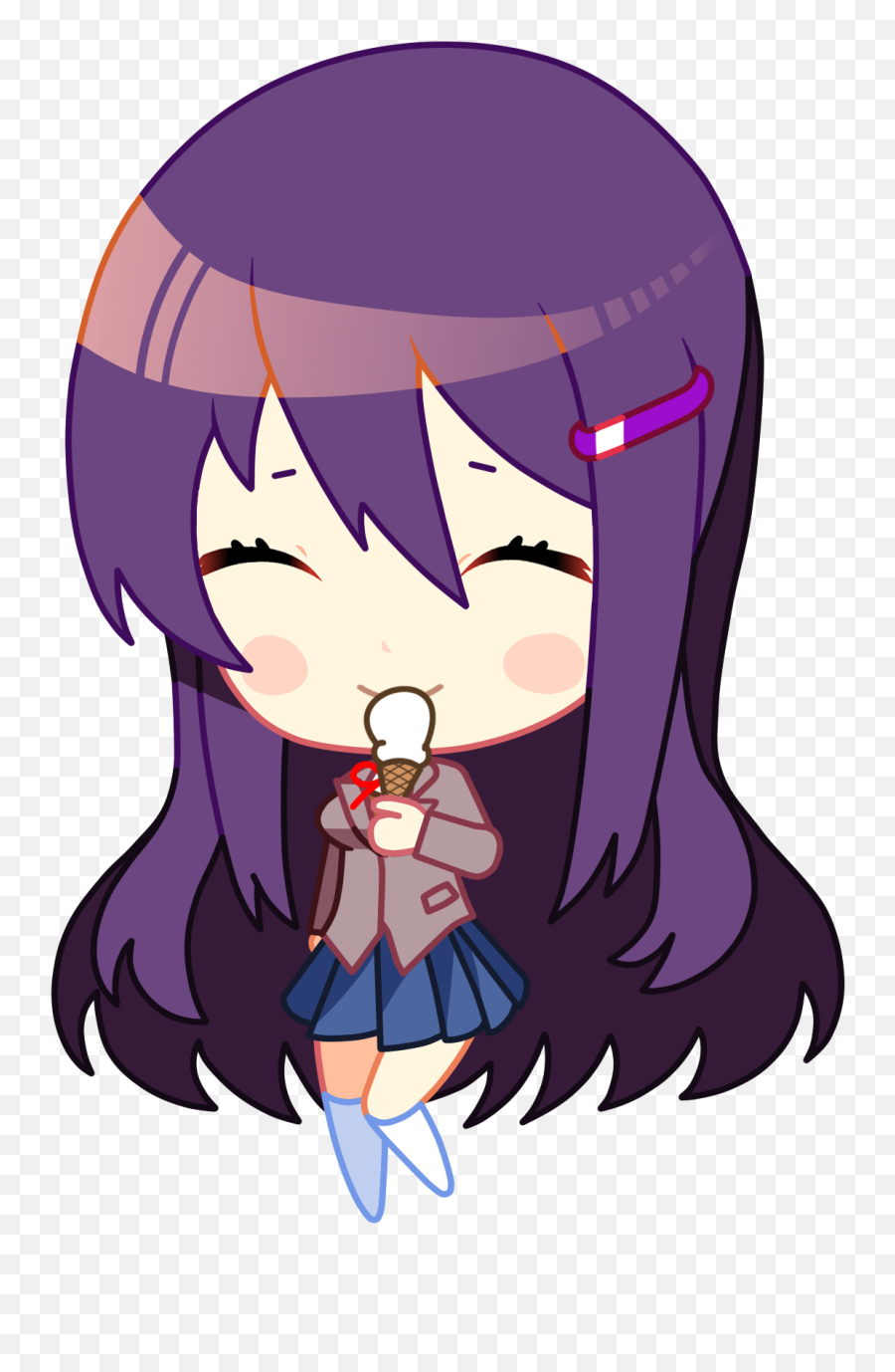 I Gave Chibi Yuri Some Ice Cream To Celebrate 100k - Doki Doki Literature Club Yuri Chibi Png,Yuri On Ice Png
