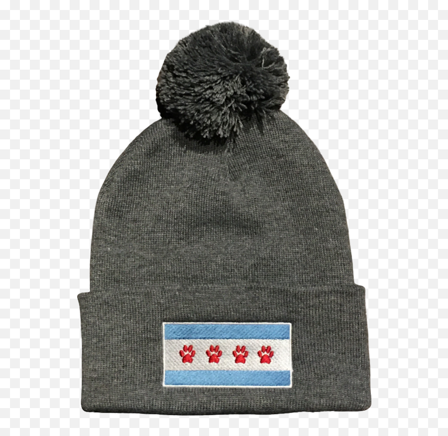 Chicago Paw Flag Pom Beanie Hat - Heather Grey U2014 Liberation Press Png,Chicago Flag Png