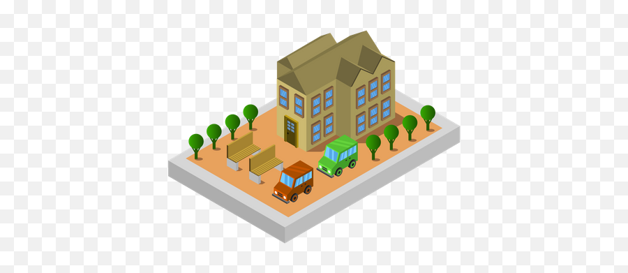 Home Building Icon - Download In Isometric Style Vertical Png,College Building Icon