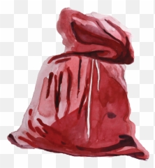 Red Gift Bag Png Transparent - Watercolor Painting Full,Gift Bag Png