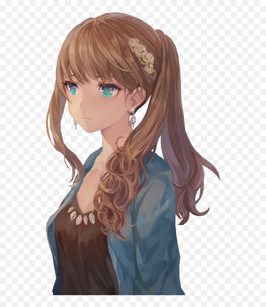 Download Anime Brown Hair Drawing Blue - Anime Girl Anime Girl With Light Brown Hair And Blue Eyes Png,Brown Hair Png