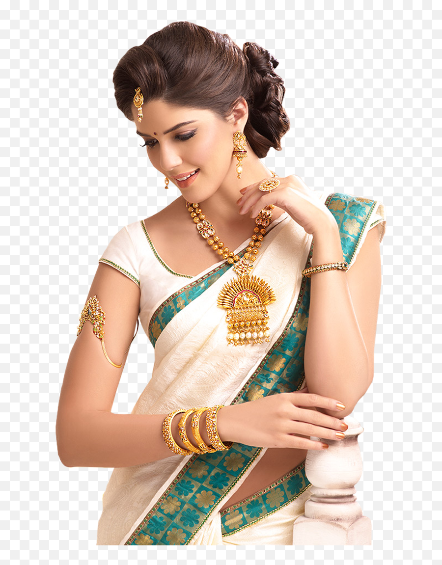 Download Hairstyles - Uokplrs Bun Hairstyle For Kanjivaram Saree,Silk Png -  free transparent png images 
