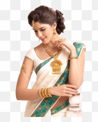 Download Hairstyles - Uokplrs Bun Hairstyle For Kanjivaram Saree,Silk Png