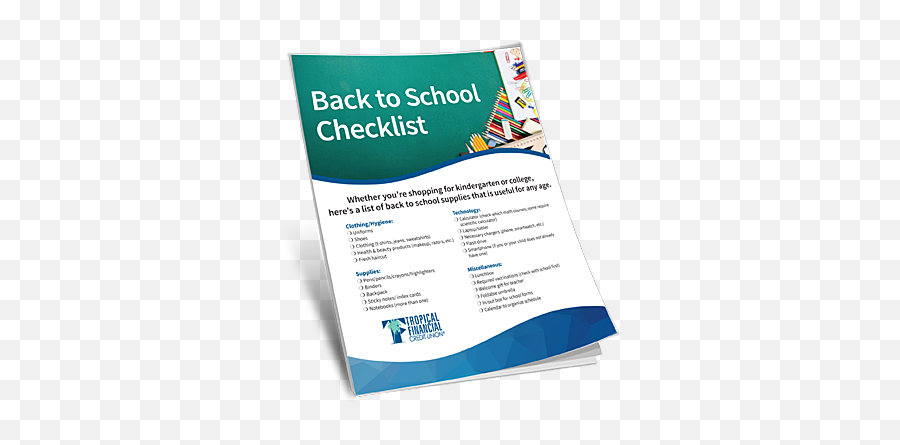 Tfcu Back To School Checklist - Flyer Png,Back To School Png