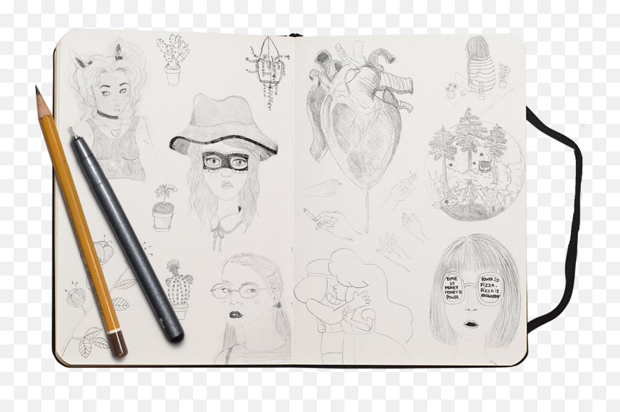 Download Hd Jpg Sketchbook - Drawing Transparent Png Image Mockup Paper With Pencil,Sketchbook Png