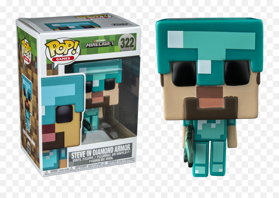 Funko Pop Steve Minecraft - Enchanted Armor Steve Funko Pop Png,Minecraft Steve Transparent Background