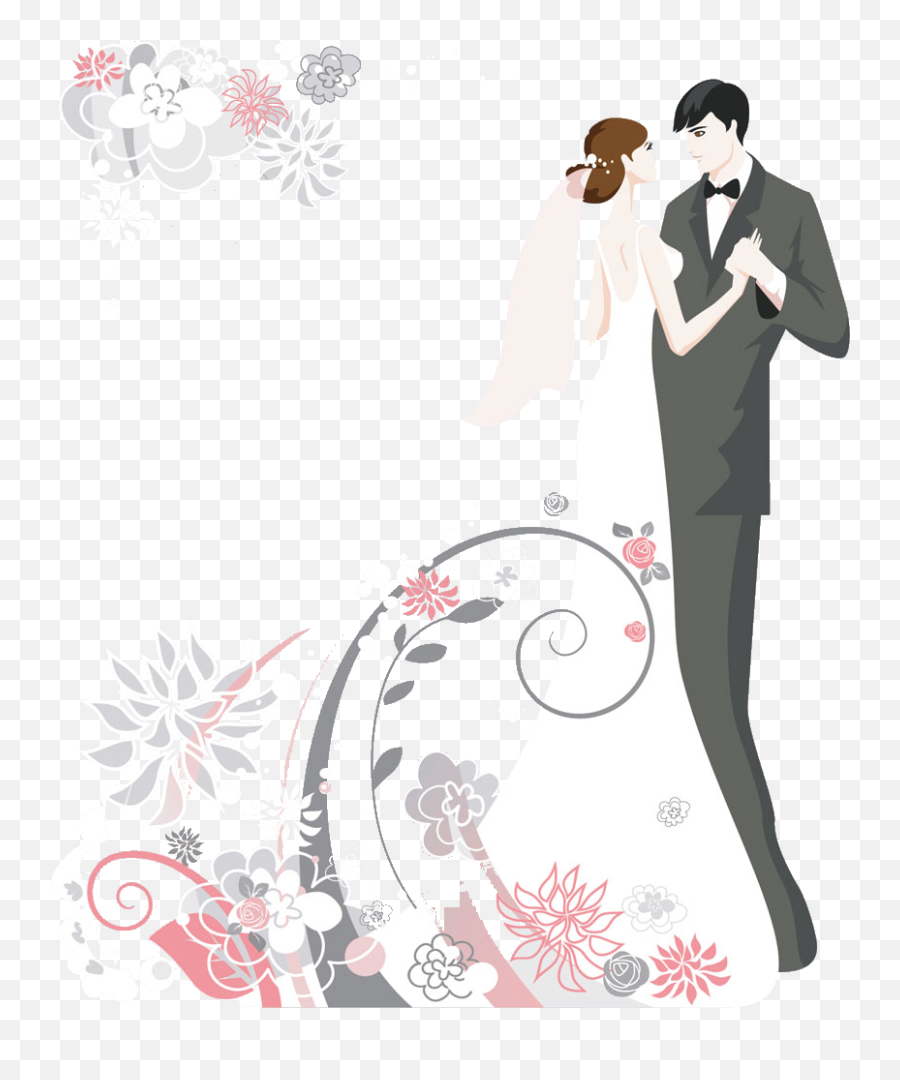 Download Hd Invitation Cake Clip Art Cartoon Couple Pictures - Wedding Couple Photos Cartoon Png,Wedding Couple Png