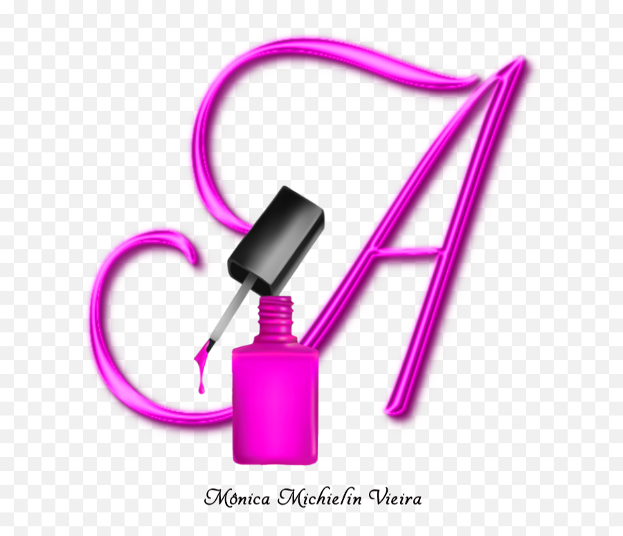 Monica Michielin Alfabetos Alfabeto Com Esmalte Rosa Em Png - Aline Designer De Unhas,Pink Png