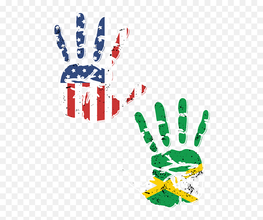 Usa Jamaica Handprint Flag Proud Jamaican American Heritage Biracial Roots Culture Descendents Baby Onesie - Hand Print Clip Art Png,Jamaican Flag Png