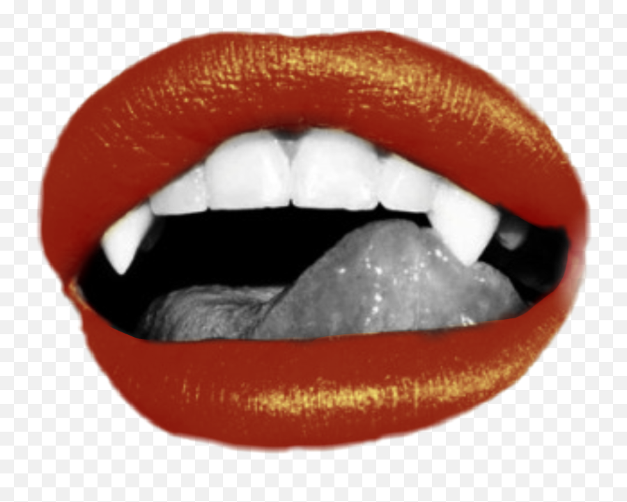Vampire Fangs Fang Lips Freetouse Sticker By Lizzy - Aesthetic Aesthetic Transparent Vampire Fangs Png,Fangs Transparent