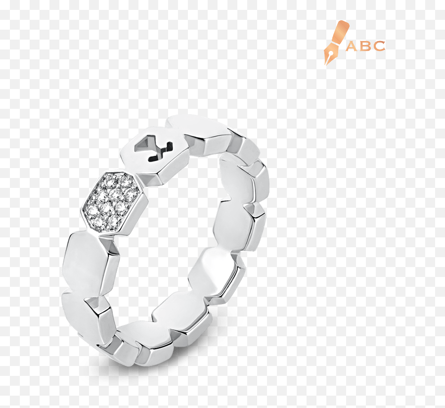 18k White Gold Diamond Hexagon Band Ring - Illustration Png,White Hexagon Png