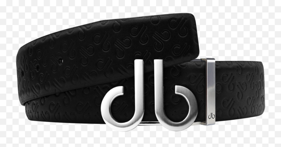 Black Db Icon Pattern Embossed Leather Belt With Druh Silver Buckle - Solid Png,Icon Pattern