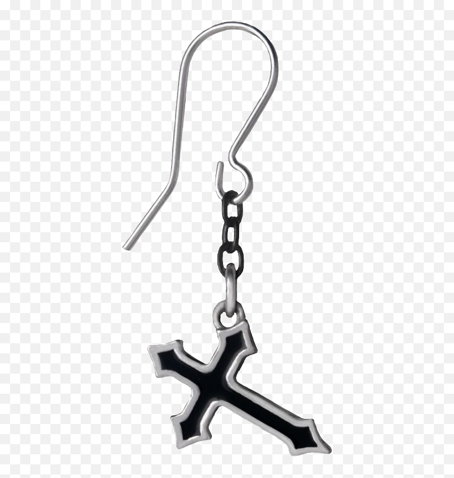 Earring Cross Black Grey Dark Goth Gothic Grunge - Cross Earrings Goth Png,Gothic Cross Png