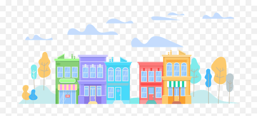 Best Premium Colorful Modern Friendly Buildings Stand In Raw - Modern City Illustration Png,Modern Building Icon