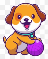 Best Premium Baby Dog Playing With Ball Illustration - Happy png