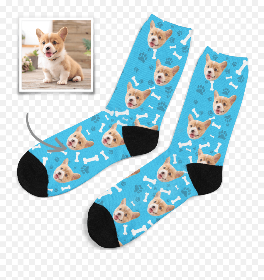 Photo Socks Custom Dog Face - Sock Png,Dog Face Png