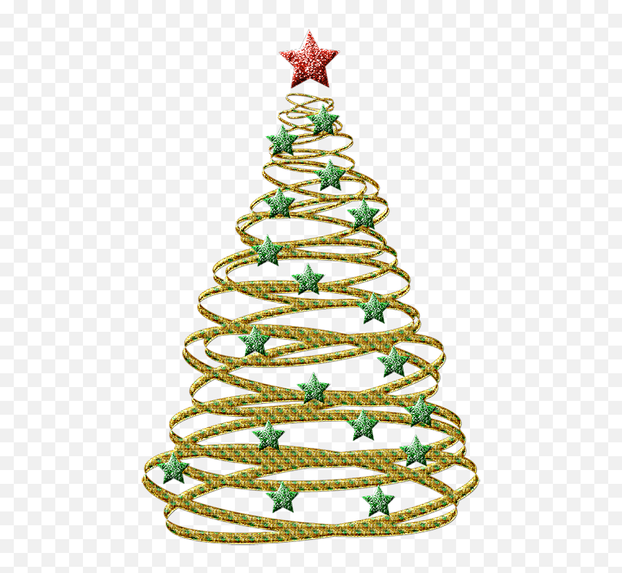 Transparent Gold Christmas Tree With Green Stars Png Picture - Abstract Transparent Christmas Tree Png,Christmas Tree Transparent Background